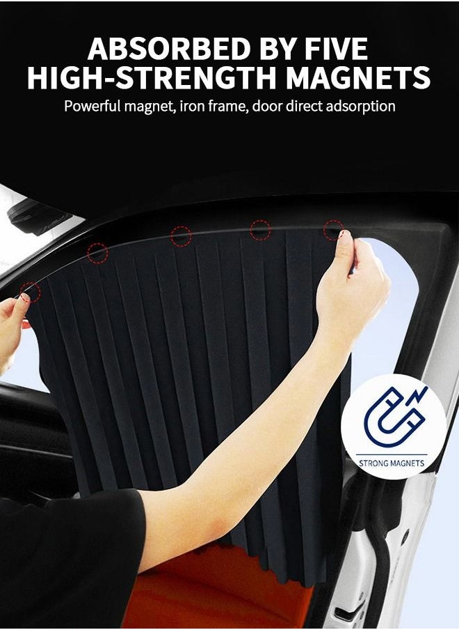 GROIC - Car Window Shades,2 Pcs Car Curtains Window Covers Interior Full Priavcy Protection, Car Front Window Sun Shades,Privacy Magnetic Black Covers Car Curtains,Car Interior - Image 1
