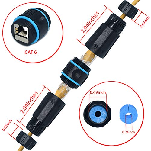 ELifeApply RJ45 Waterproof Connector, Cable Connector Female to Female, with Shielding Cable Coupler-CAT6-YMP23-Blue-2PCS - Image 3