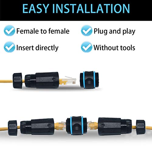 ELifeApply RJ45 Waterproof Connector, Cable Connector Female to Female, with Shielding Cable Coupler-CAT6-YMP23-Blue-2PCS - Image 4