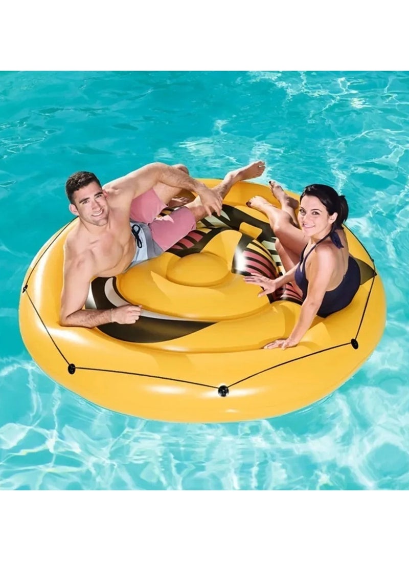 Bestway - 43139-Inflatable Pool Float Summer Stylez Giant Emoji Island Φ1.88m / Φ74", Yellow - Image 1