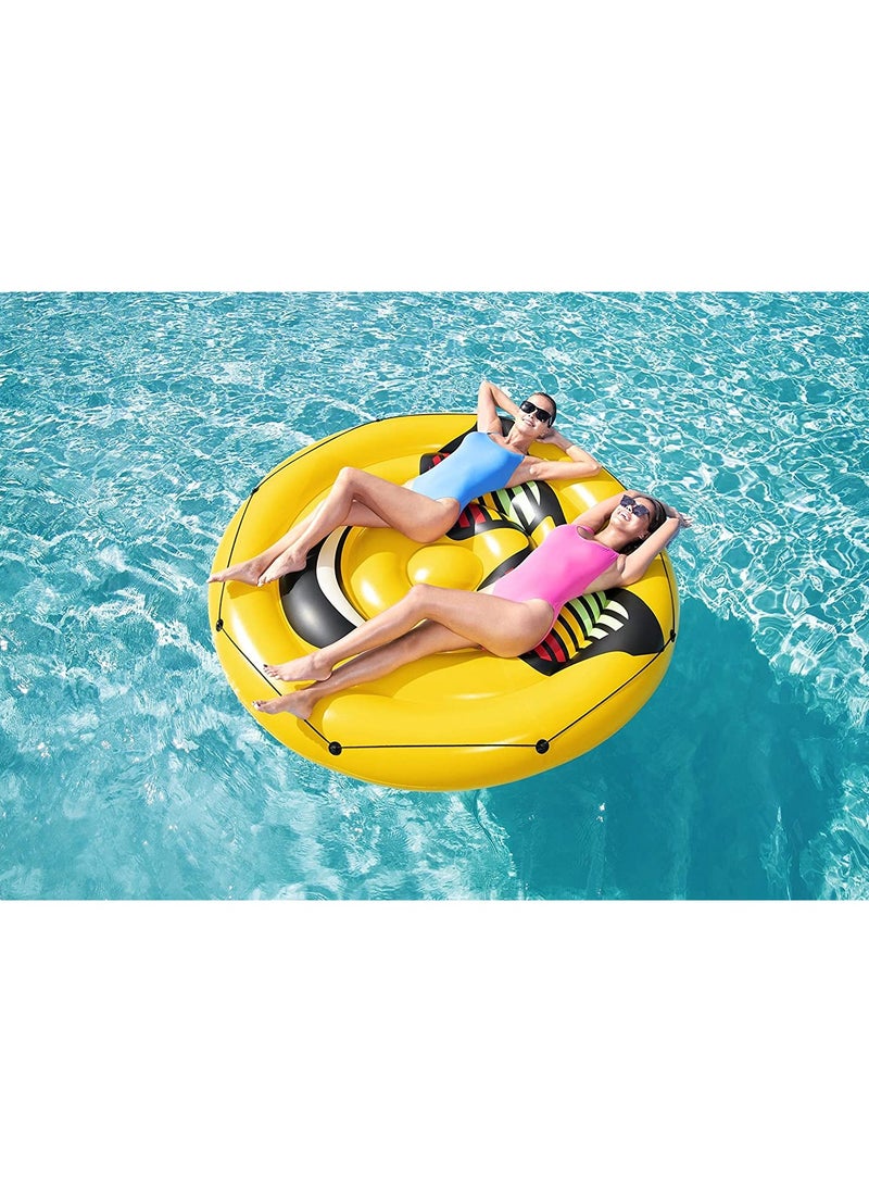Bestway - 43139-Inflatable Pool Float Summer Stylez Giant Emoji Island Φ1.88m / Φ74", Yellow - Image 1