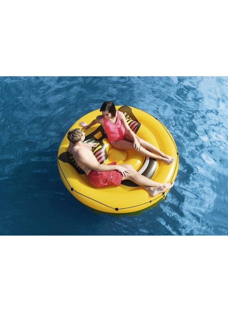 Bestway - 43139-Inflatable Pool Float Summer Stylez Giant Emoji Island Φ1.88m / Φ74", Yellow - Image 1