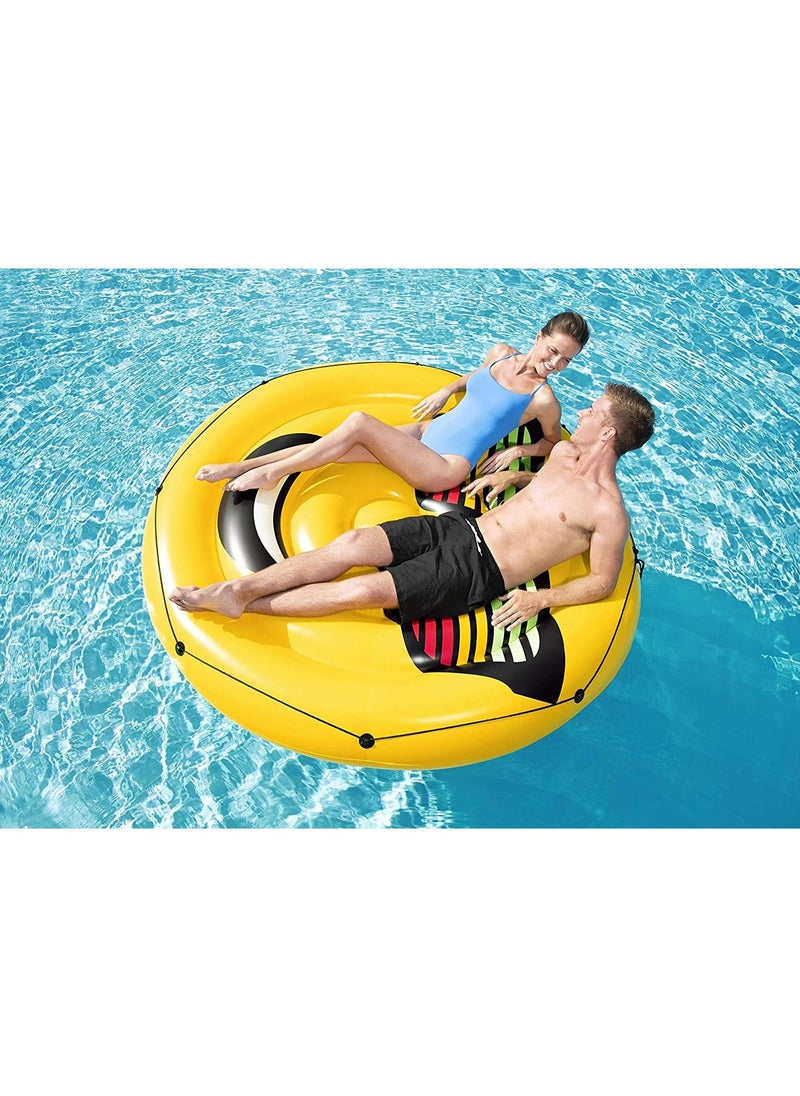 Bestway - 43139-Inflatable Pool Float Summer Stylez Giant Emoji Island Φ1.88m / Φ74", Yellow - Image 1