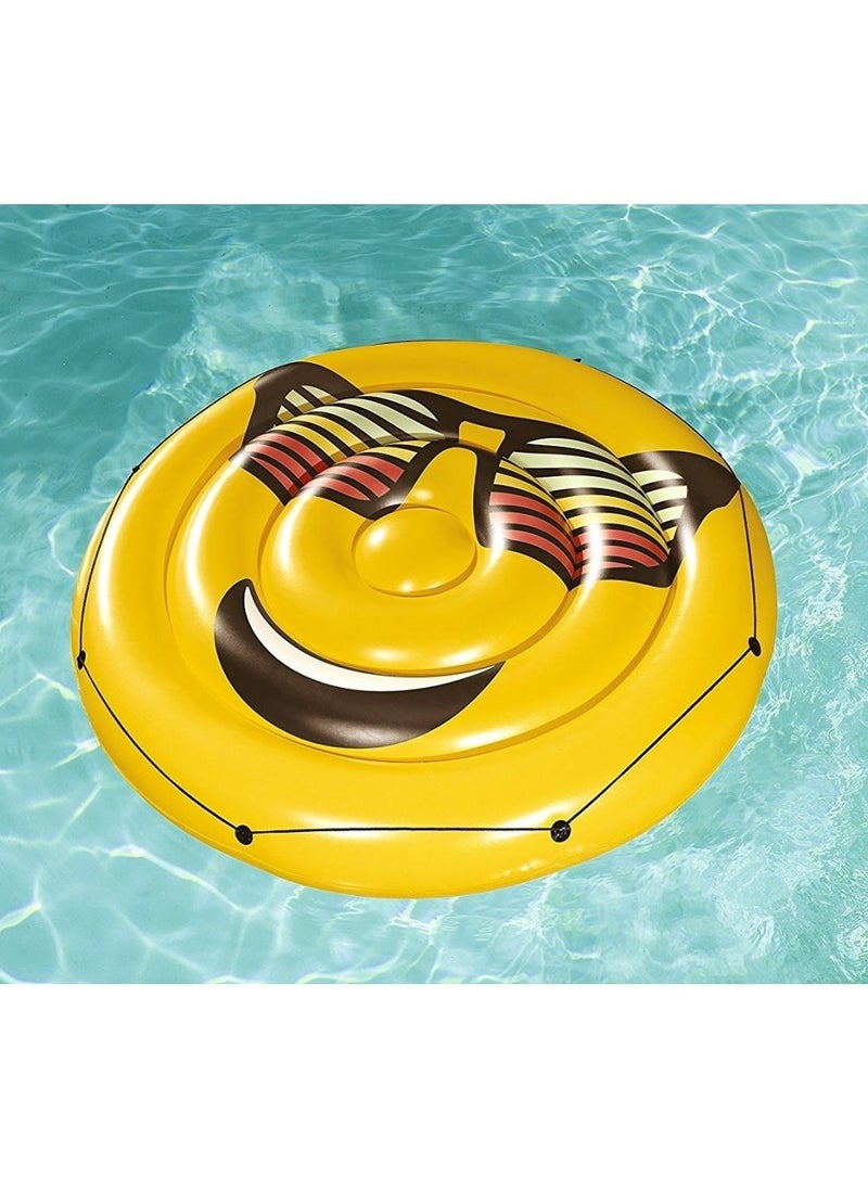 Bestway - 43139-Inflatable Pool Float Summer Stylez Giant Emoji Island Φ1.88m / Φ74", Yellow - Image 1
