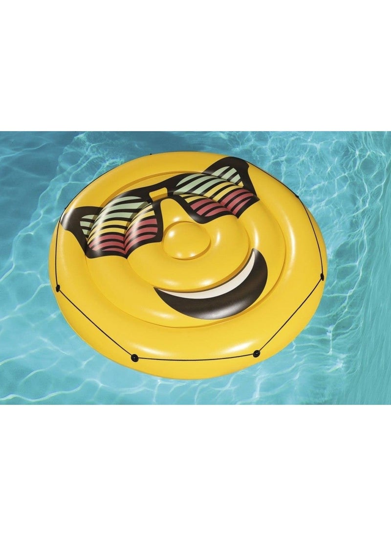 Bestway - 43139-Inflatable Pool Float Summer Stylez Giant Emoji Island Φ1.88m / Φ74", Yellow - Image 1
