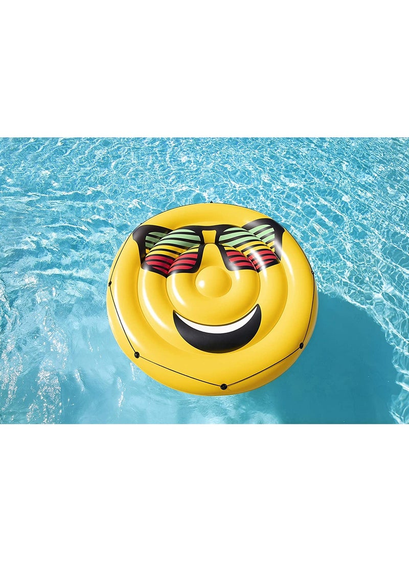 Bestway - 43139-Inflatable Pool Float Summer Stylez Giant Emoji Island Φ1.88m / Φ74", Yellow - Image 1