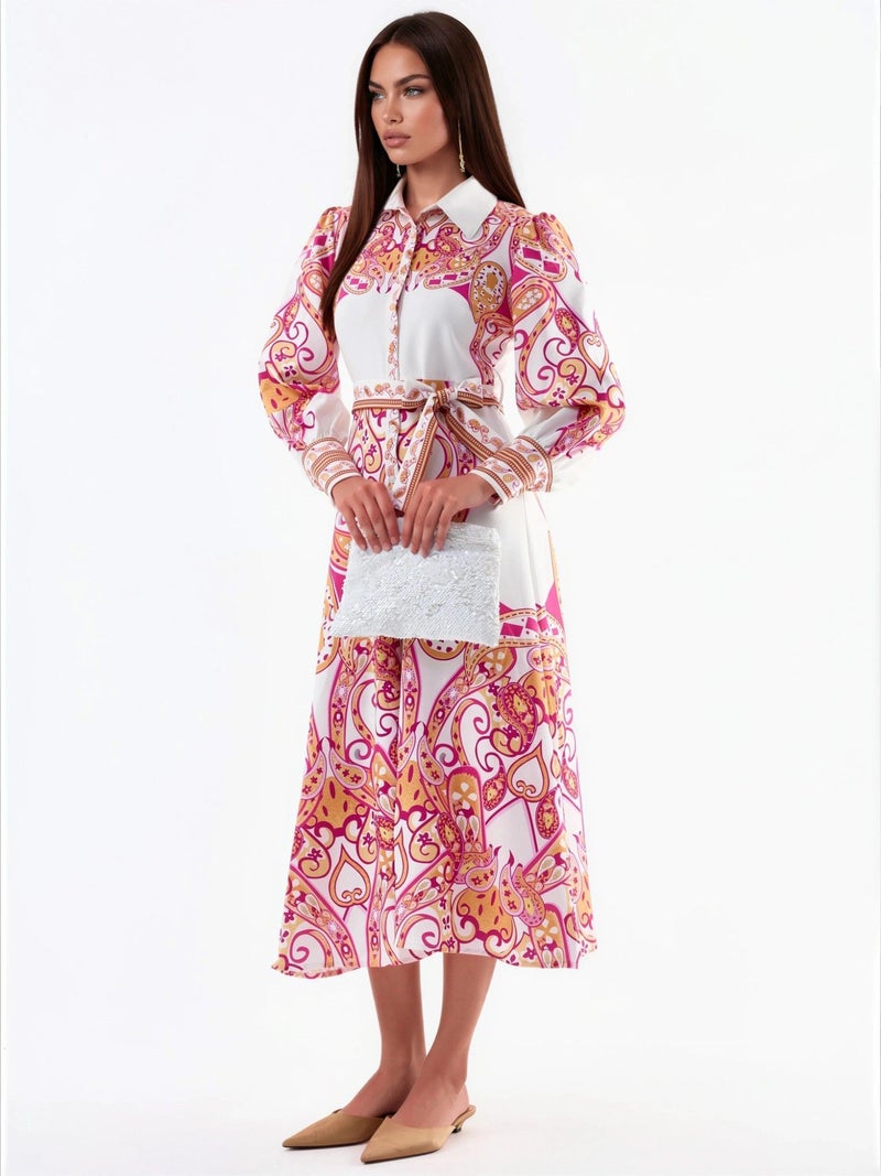 Jennyfer Paisley Print Belted Maxi Dress - Image 4