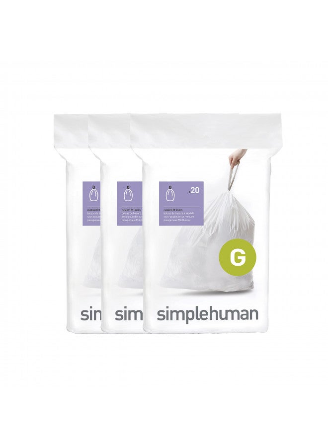 simplehuman simplehuman Code G Custom Fit Drawstring Trash Bags in Dispenser Packs, 60 Count, 30 Liter / 8 Gallon, White  - Image 1