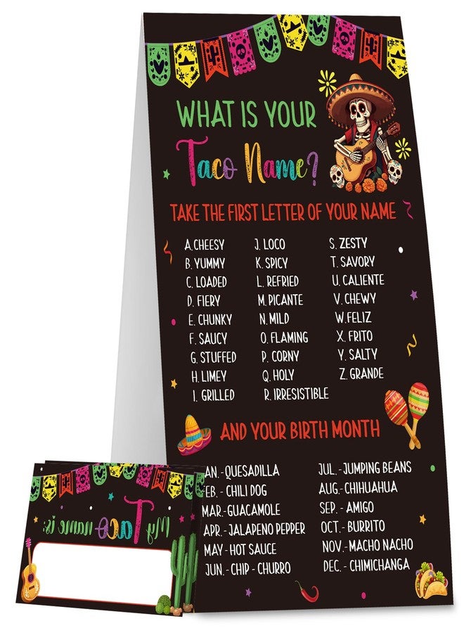 COCHIE Taco Game for Party Family Adults Office Large Groups, What is Your Taco Name Game Mexican Fiesta Party Decorations with 36 Name Label Stickers - 36 Players (Taco-Games) - Image 1