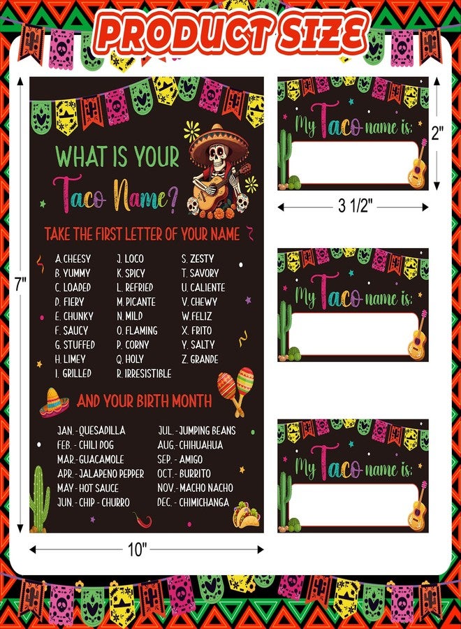 COCHIE Taco Game for Party Family Adults Office Large Groups, What is Your Taco Name Game Mexican Fiesta Party Decorations with 36 Name Label Stickers - 36 Players (Taco-Games) - Image 2
