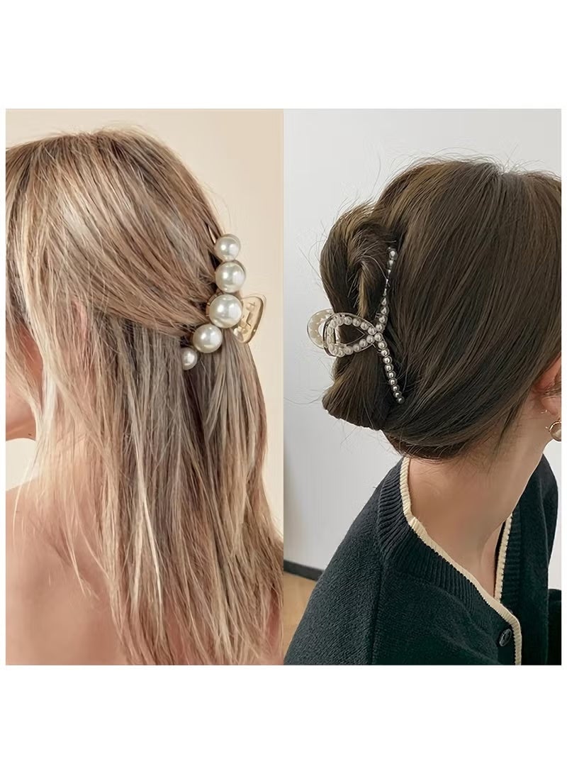 جيكومو 5 قطع من مقطوعات شعر اللؤلؤ الكبيرة - مقطوعات فك طويلة سميكة بيضاء، باريتات كبيرة بلا انزلاق لنساء والفتيات بشعر سميك - Image 5