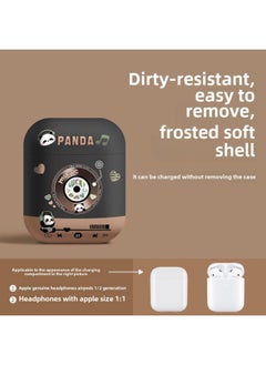 Strawberry Bear Family Airpods Protective Case Cartoon Cute Suitable For Apple 1/2/3 Generation Bluetooth Headset Soft Case-Color:Panda Stereo-black Brown-Model:Airpods4 (universal For Noise Reduction Version/regular Version)