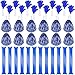 Sosation 36 Pcs Team Spirit Accessories Cheerleading Pom Poms Hand Clappers Party Favors and Thunder Sticks Noise Makers for Sporting Events Football Baseball Party SuppliesBlue Silver - Image 3