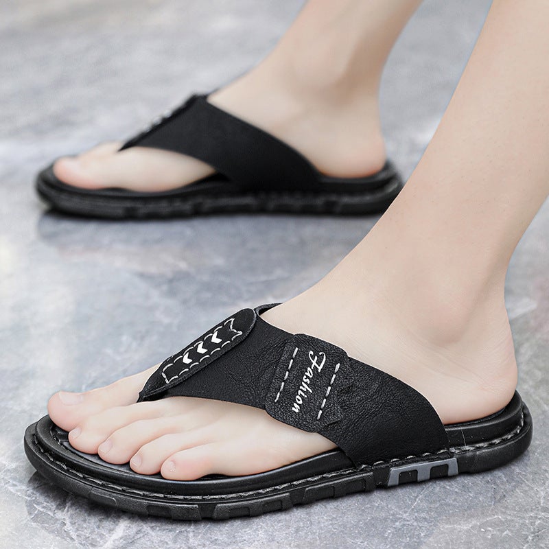 Men'S Summer Non-Slip Flip-Flops, Soft-Soled Breathable Beach Shoes, Trendy Outdoor Men'S Slippers - Image 2
