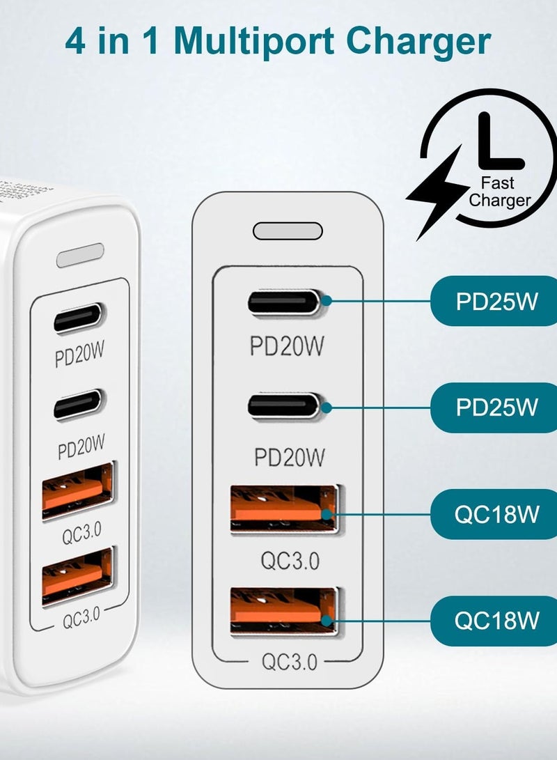 ELTRAZONE New USB C Plug, 40W 4-Port USB C Fast Charger Plug Multi USB Plug Adapter UK Fast Charge Type C Plug Charger, USB Charger Plug, Dual USB C Power Adapter for iPhone 16, 15, 14, 13 Pro Max, iPad, Samsung Galaxy - Image 4
