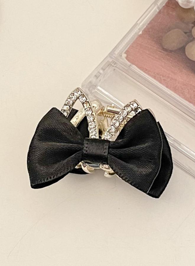 Take Two Black Bow Rhinestone Hair Clip - Image 2