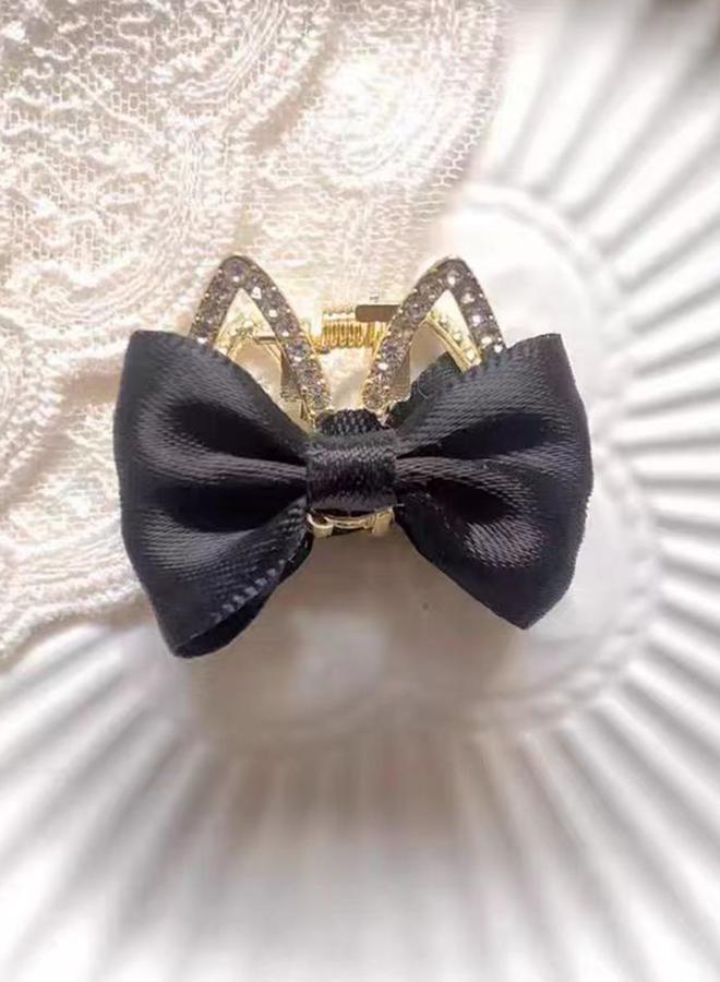 Take Two Black Bow Rhinestone Hair Clip - Image 4