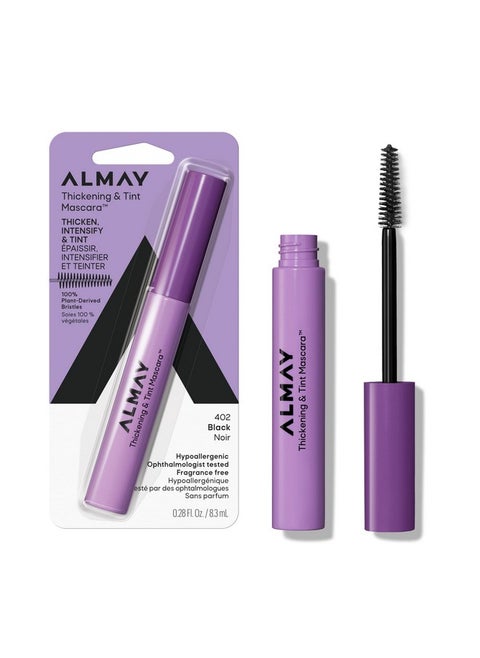 Almay Thickening & Tint Mascara, Instant Soft Full Volume, Conditions & Darkens Natural Lashes Over Time, No Flaking or Clumping, 402 Black, 0.28 fl oz