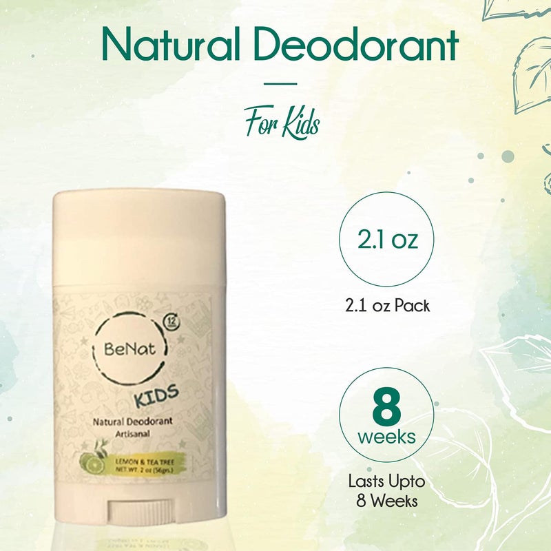 BeNat All Natural Deodorant For Kids and Teens 100% Natural Aluminum-Free Carcinogen Free Kids Deodorant For Boys and Girls Clinically Proven To Be Safe For Children and Teenagers - Image 2