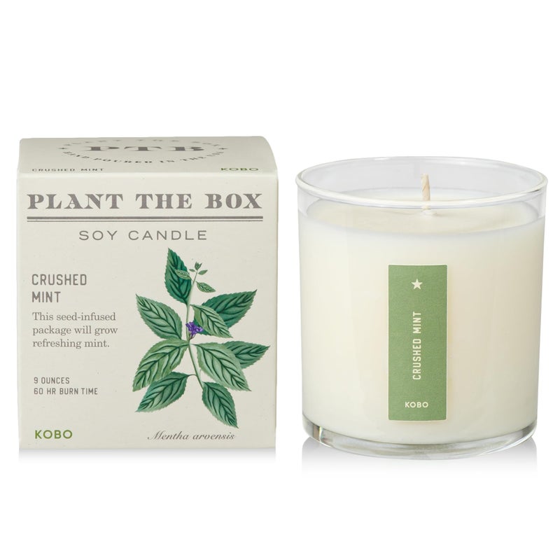 KOBO Crushed Mint Scented Candle with Plantable Box (9 oz) | Plant The Box Collection, 100% Pure Soy Wax Candles | Hand-Poured in USA | Long Lasting 60 Hour Burning Candles | Scented Candles for Home - Image 1