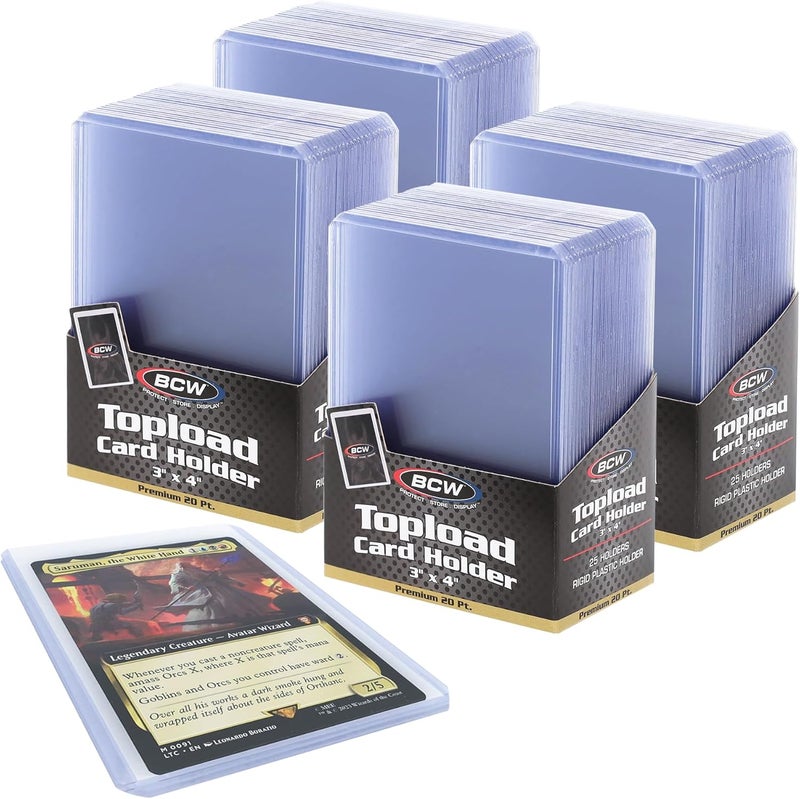 BCW Premium 3x4 Topload Card Holders – 100 Pack | Ultra-Clear 20PT Rigid PVC Protectors | Heavy-Duty Card Holders for Standard Trading Cards, Sports Cards, MTG, Pokémon & More - Image 1