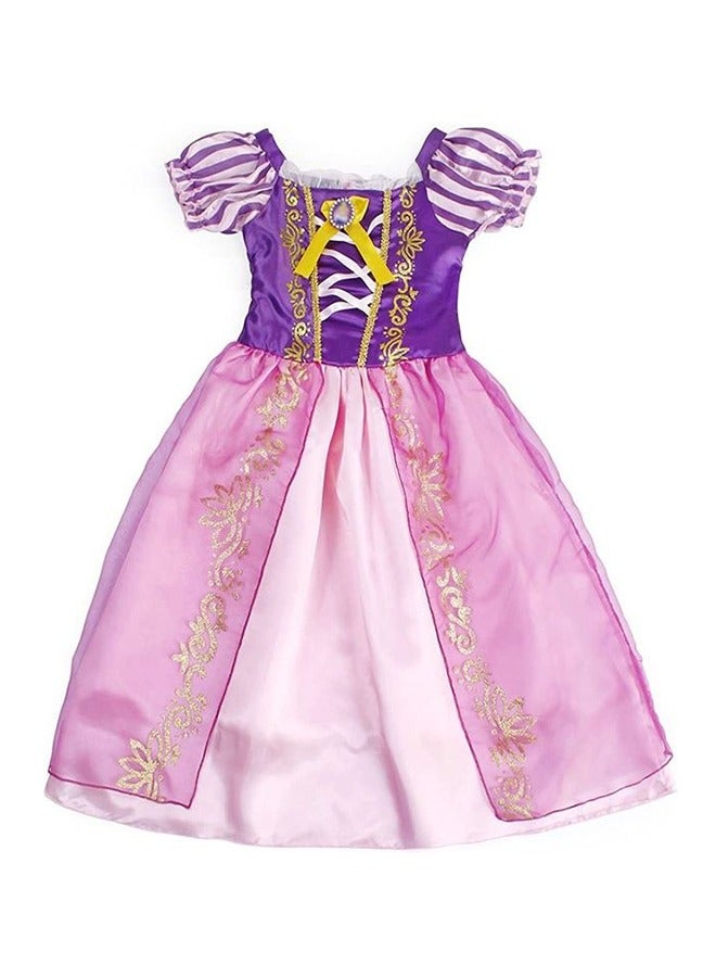 Princess Rapunzel Cosplay Fancy Party Dress Costume Set For Kids Multicolour  - Image 4