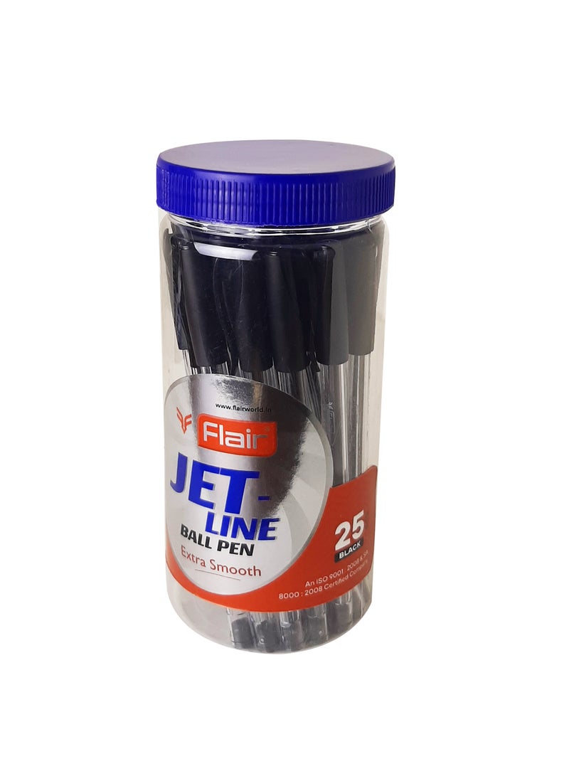 Flair مجموعة أقلام حبر جاف Extra Smooth Jet-Line مكونة من 25 قلمًا، باللون الأسود - Image 2