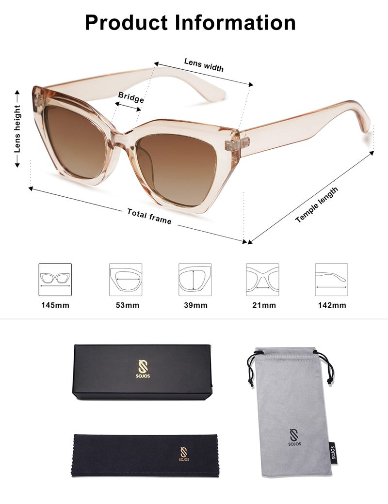 SOJOS Square Cat Eye Polarized Sunglasses for Women Retro Classic Vintage Trendy Cateye Shades Sunnies Gafas de sole SJ2235 Brown - Image 5