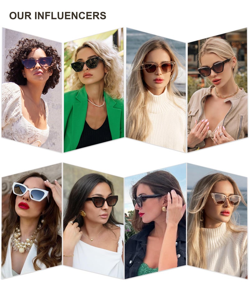 SOJOS Square Cat Eye Polarized Sunglasses for Women Retro Classic Vintage Trendy Cateye Shades Sunnies Gafas de sole SJ2235 Brown - Image 2
