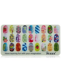 PUEEN Nail Art Stamping Plate Double Fun 01 Layering Collection 125X65Mm Unique Nailart Polish Stamping Manicure Image Plates Accessories Kit Bh000724  - Image 1