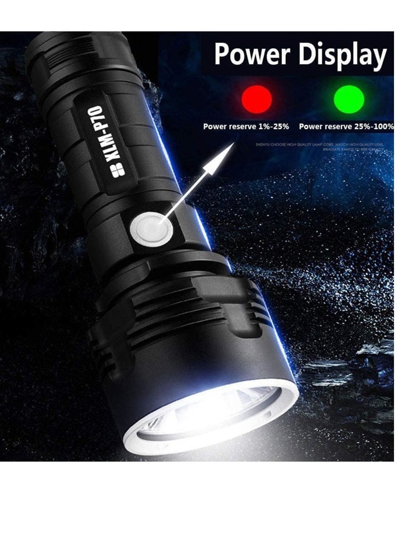 100000 LUMEN عالية الطاقة مصباح مصباح يدوي فائقة مشرق 3 وضع أقوى شعلة أقوى مع بطارية مزدوجة قابلة للشحن وصندوق خيالي وخط - Image 3