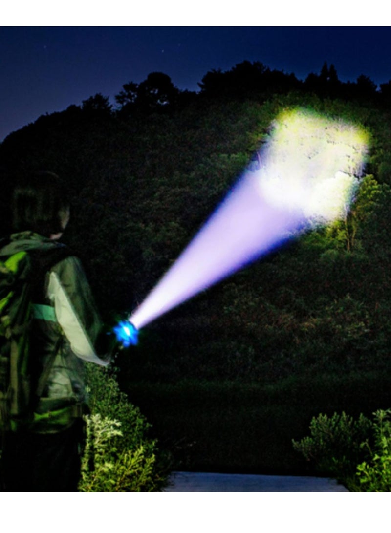 100000 LUMEN عالية الطاقة مصباح مصباح يدوي فائقة مشرق 3 وضع أقوى شعلة أقوى مع بطارية مزدوجة قابلة للشحن وصندوق خيالي وخط - Image 2
