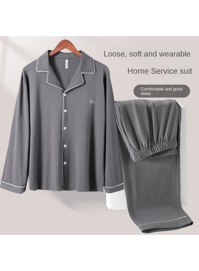 Top melon Cotton】new Spring And Autumn Pure Cotton Cardigan Men's Pajamas, Men's Homewear Set, Men's Sleepwear - Image 3