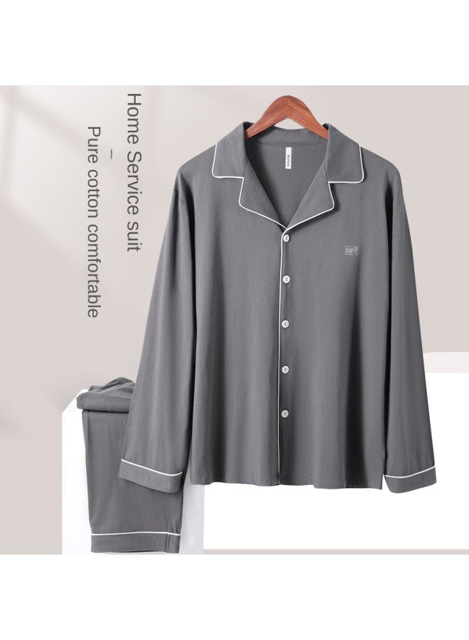 Top melon Cotton】new Spring And Autumn Pure Cotton Cardigan Men's Pajamas, Men's Homewear Set, Men's Sleepwear - Image 4