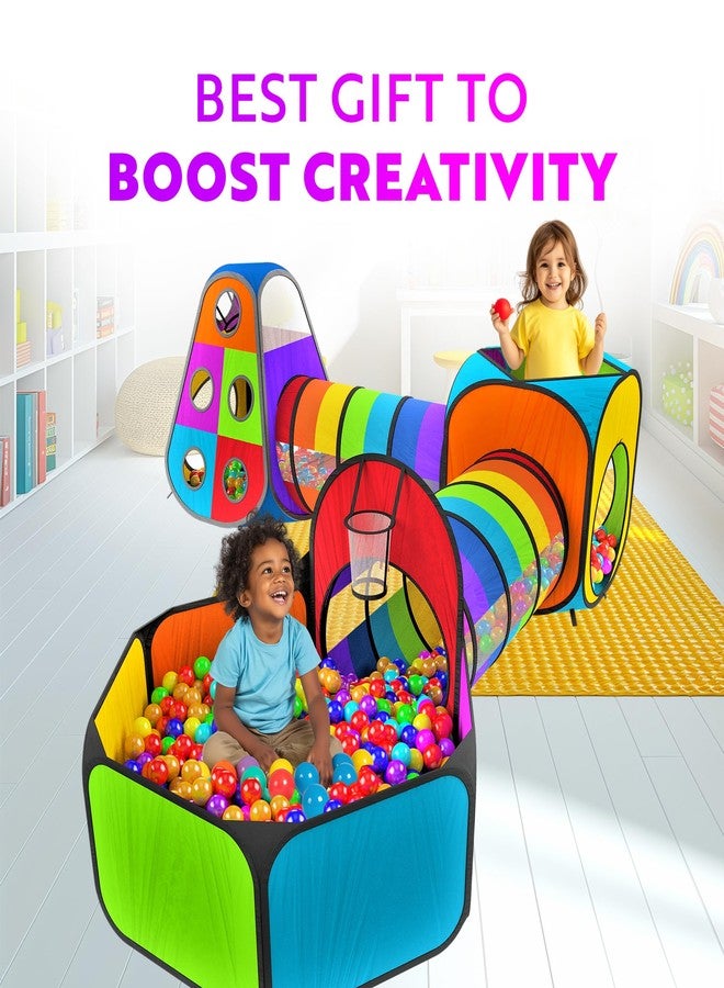 Playz 5pc Kids' Play Tents & Tunnels - Ball Pit for Toddlers, Basketball Hoop, Crawling Tubes, Pop-Up Playhouses, Baby Obstacle Course for Indoor or Outdoor Use - Image 4
