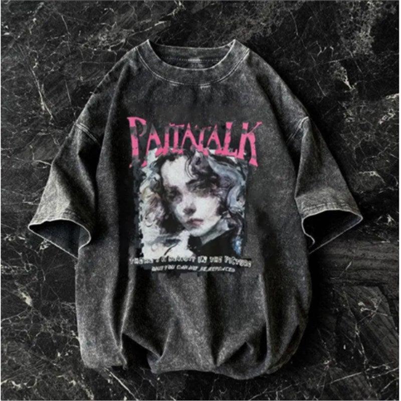 American Style Retro Heavy Short-Sleeved T-Shirt Men'S Summer Trendy Brand High Street Washed Old Hip-Hop Casual Plus Size T-Shirt - Image 1
