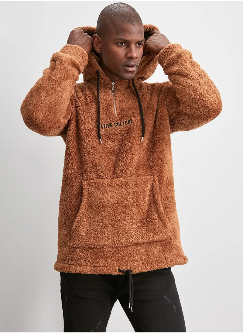 trendyol Native Culture Half Zip Hoodie