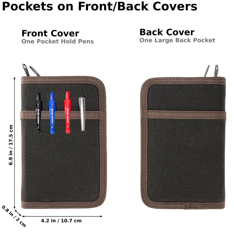 VEAPILS Pocket Journal Cover with Field Book, Waterproof Pocket Notebook Cover with Zipper for Journal Planner, Small Notebook Holder for Field Notes & Moleskine Cahier 3.5" x 5.5" - Mini Field Journal - Image 4
