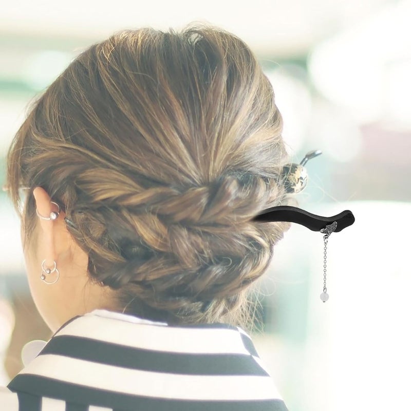 Chinese Style Wooden Hair Stick with Tassel, Handmade Asian Hairpin for Buns, Vintage Wood Hairpin Accessory for Women, Chinese Hair Stick for Traditional Updo - Image 4