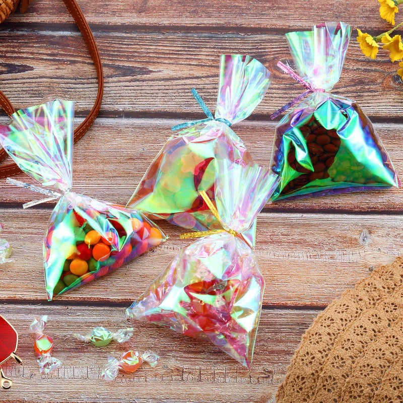 Shappy Cellophane Bag, 120 Pieces Iridescent Holographic, for Party, Wedding, Birthday, with 150 Twist Ties - Image 5