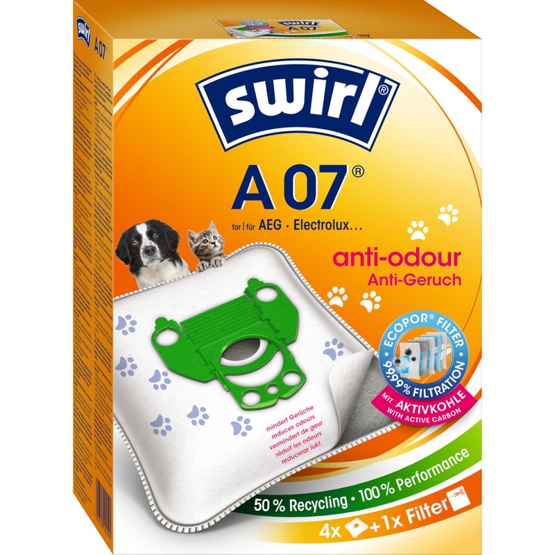 Swirl A07 NeutralizAir vacuum cleaner bag for AEG vacuum cleaner 4 bags  1 filter