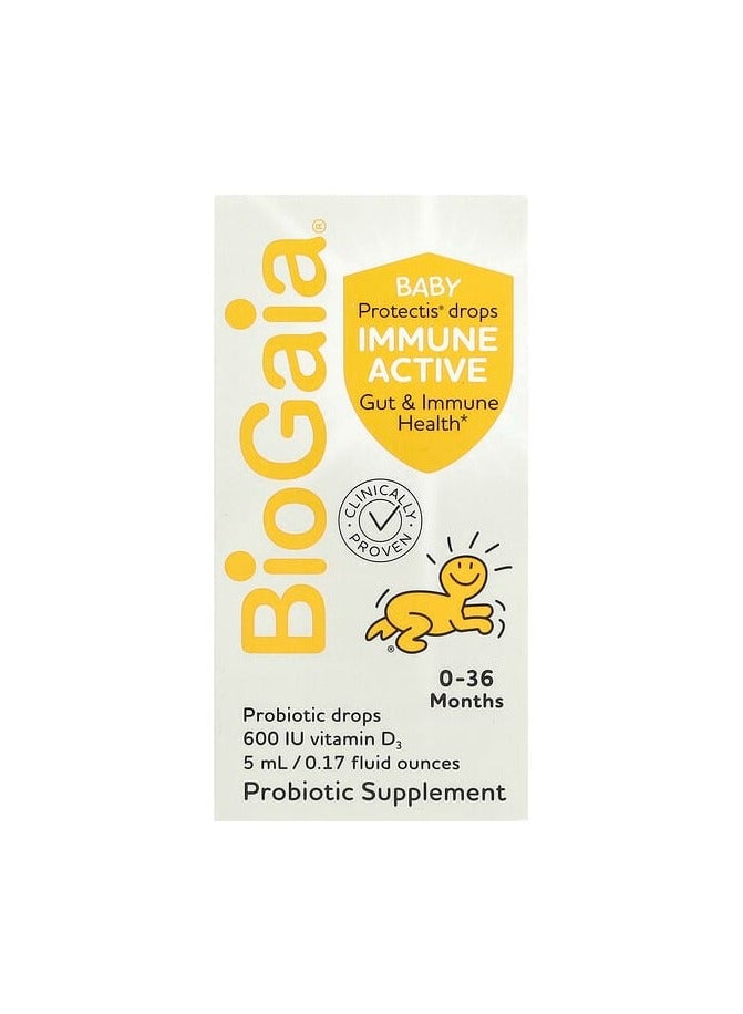 بيوجايا بروتيكتيس بيبي، قطرات بروبيوتيك نشطة للمناعة، من عمر 0 ​​إلى 36 شهرًا، 0.17 أونصة سائلة (5 مل)