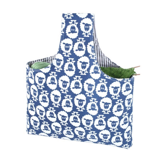 KNITTING TOTE BAG TRAVEL PROJECT WRIST BAG FOR NEEDLES14INCHES YARN AND CROCHET SUPPLIES LIGHTWEIGHT PERFECT SIZE FOR KNITTING ON THE GO LARGE SHEEP