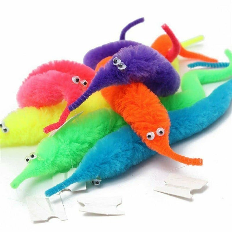 MilesMagic Magician's Twisty Worm Gimmick | Moving Funny Wiggly Fuzzy Worms Obedient on Invisible Thread String Close Up Magic Trick (Random Color) - Image 1