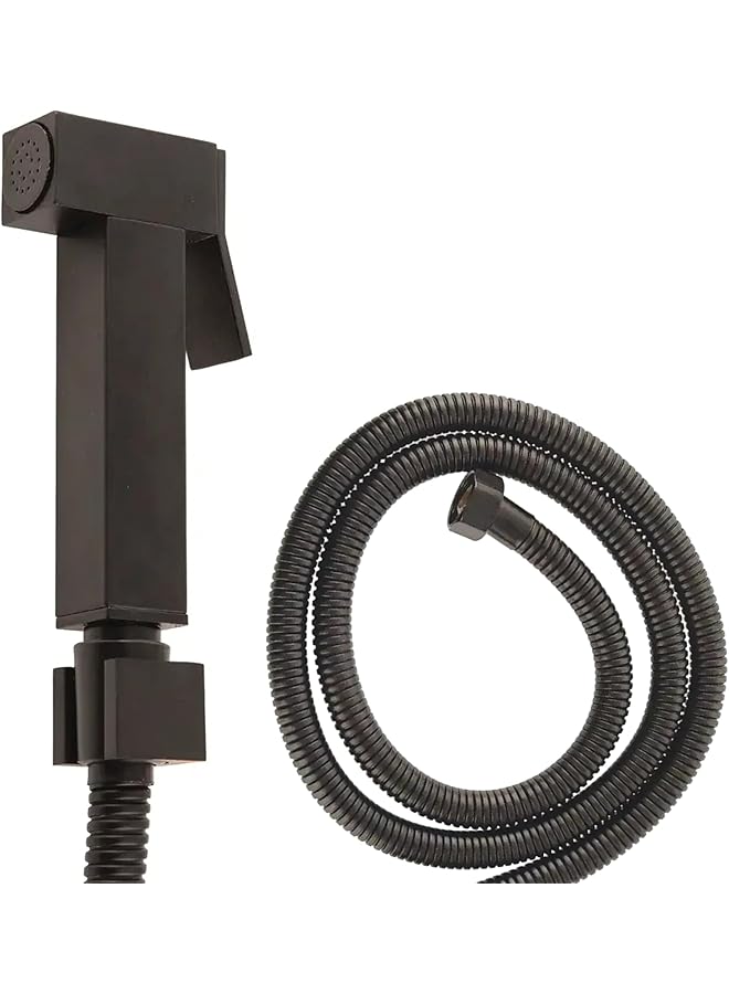 The Bros Premium Black Brass Handheld Bidet Sprayer Set – 47” Stainless Steel Hose, Wall-Mounted Shattaf for Toilet, Personal Hygiene Washer – Leak-Proof and Easy Installation - Image 1