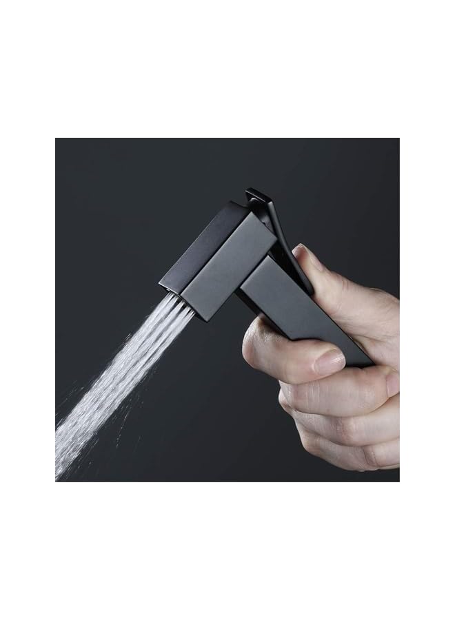 The Bros Premium Black Brass Handheld Bidet Sprayer Set – 47” Stainless Steel Hose, Wall-Mounted Shattaf for Toilet, Personal Hygiene Washer – Leak-Proof and Easy Installation - Image 2