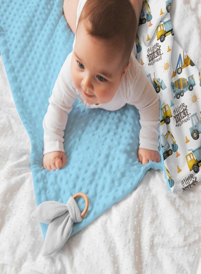Tewrnvioc Blue Construction Trucks Baby Blankets for Boys 30" x 40", Soft Double Layer Minky Blanket with Dotted Fleece Back, Nursery Bed Receiving Quilt for Newborn Infant Toddler Shower Gift - Image 4