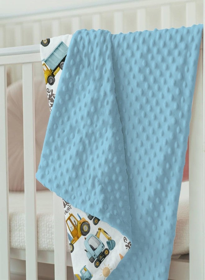 Tewrnvioc Blue Construction Trucks Baby Blankets for Boys 30" x 40", Soft Double Layer Minky Blanket with Dotted Fleece Back, Nursery Bed Receiving Quilt for Newborn Infant Toddler Shower Gift - Image 5