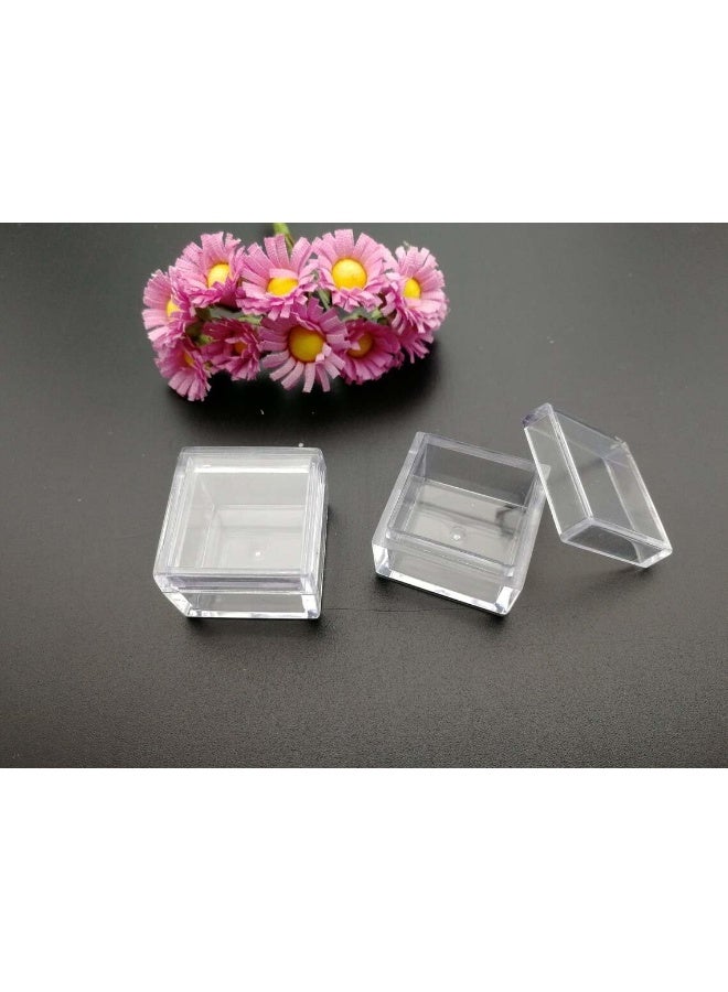 Horoof Home 20pcs Clear Acrylic Mini Storage Boxes – 2x2x1.4 cm – Small Transparent Plastic Containers with Lids for Jewelry, Beads, Crafts & Collectibles  - Image 2