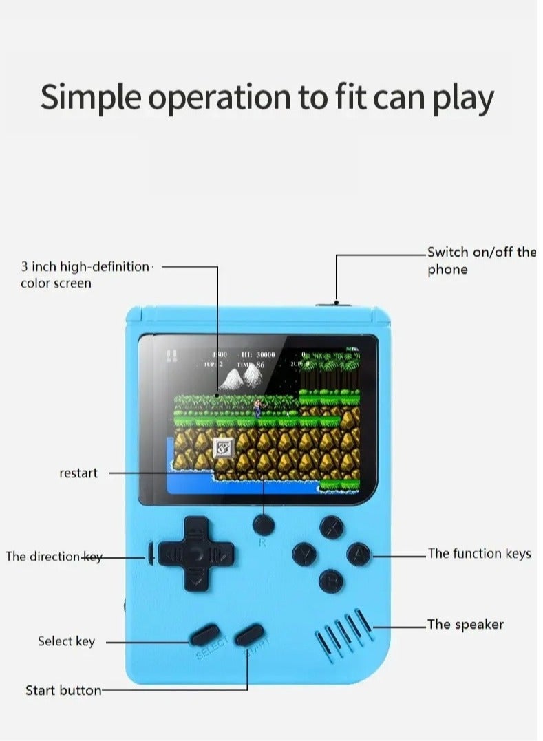 AROAQ Mini Handheld Video Game, 8 Bit 2.8 Inch Color LCD Portable Pocket Video Game Machine, Compact And Lightweight Handheld Games Console With Built In 400 Games For Kids And Adults, (Blue) - Image 5